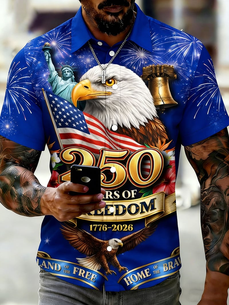 250 Years Of Freedom Button Shirt Land Of The Free 1776 2026 Clothing Gift For Him