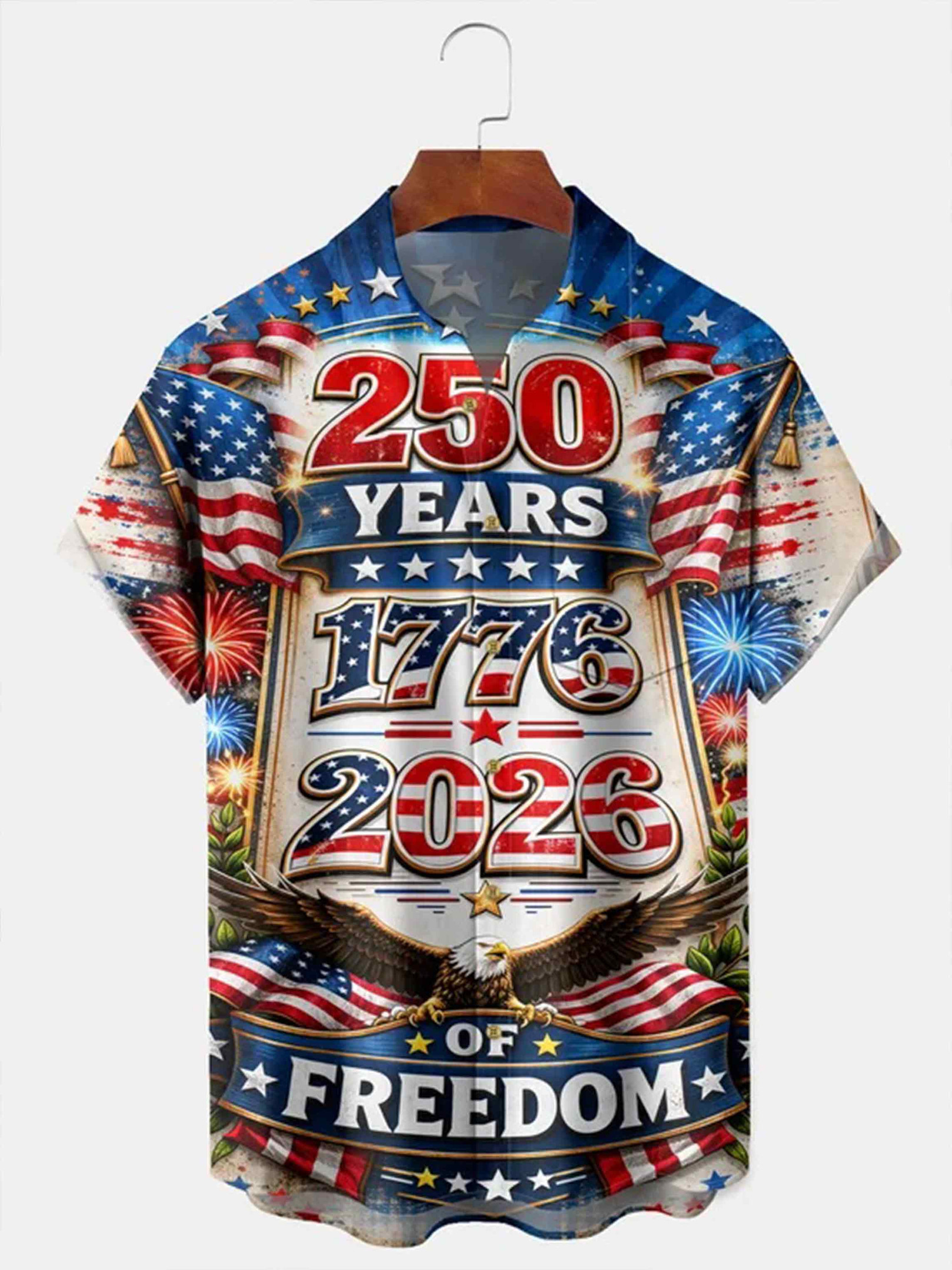 250 Years Of Freedom Button Shirt Semiquincentennial 1776 2026 Clothing Gift For Men
