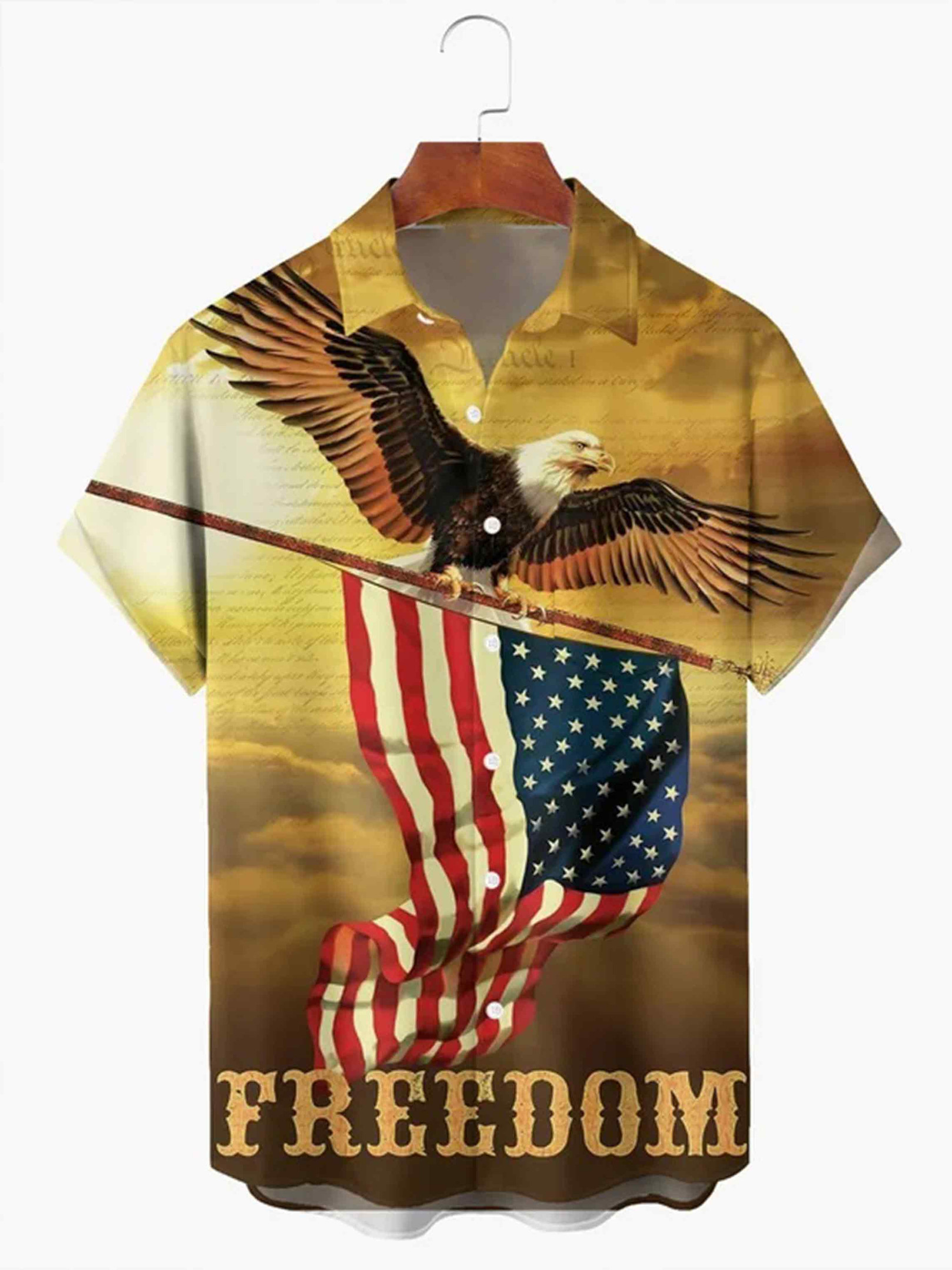 250 Years Of Freedom Button Shirt Vintage Eagle Distressed US Flag Clothes Gift For Men
