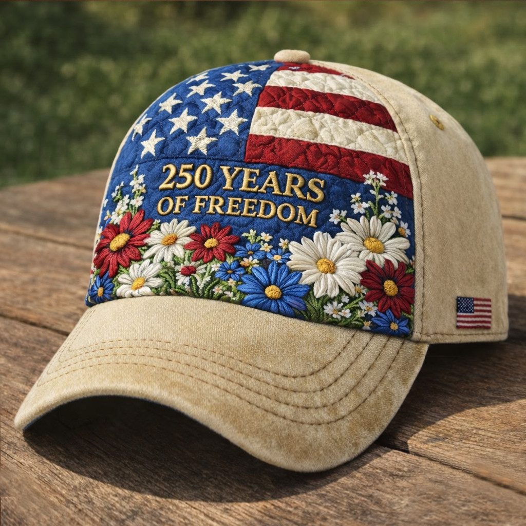 250 Years Of Freedom Floral Hat Independence Day 2026 Baseball Cap Patriotic Gift Ideas