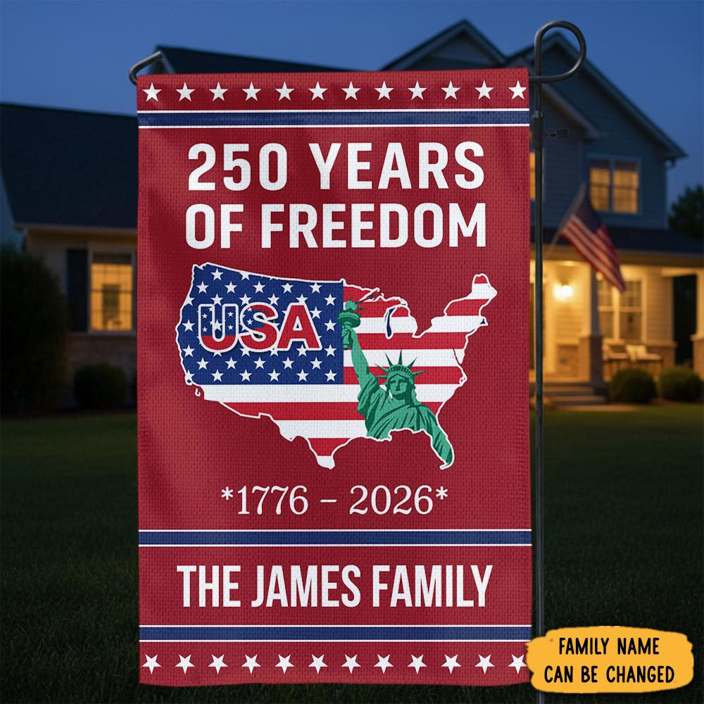 250 Years Of Freedom Garden Flag USA Map Flag American Patriot Flag