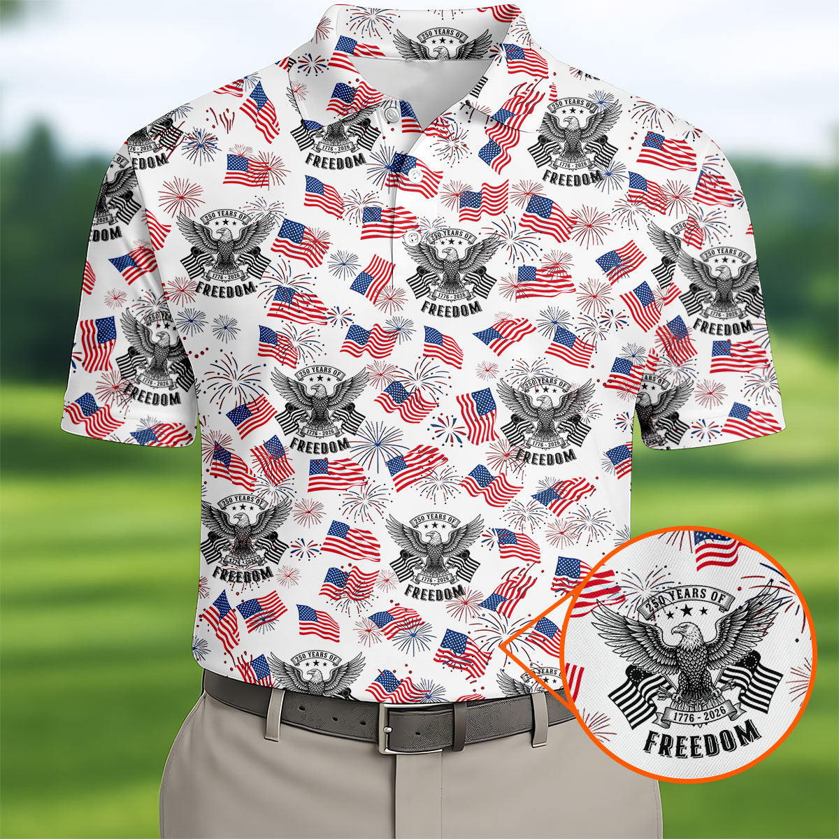 250 Years Of Freedom Golf Polo Shirt Best 4Th Of July Apparel Mens Gifts Golf