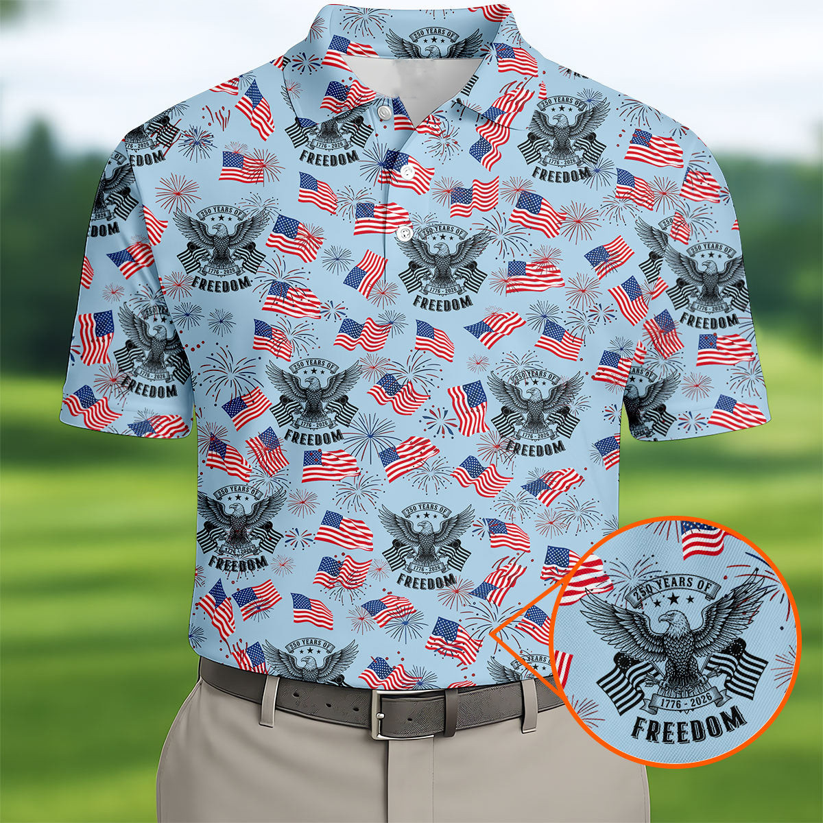 250 Years Of Freedom Golf Polo Shirt Mens Polo Shirts Fathers Day Presents Golf
