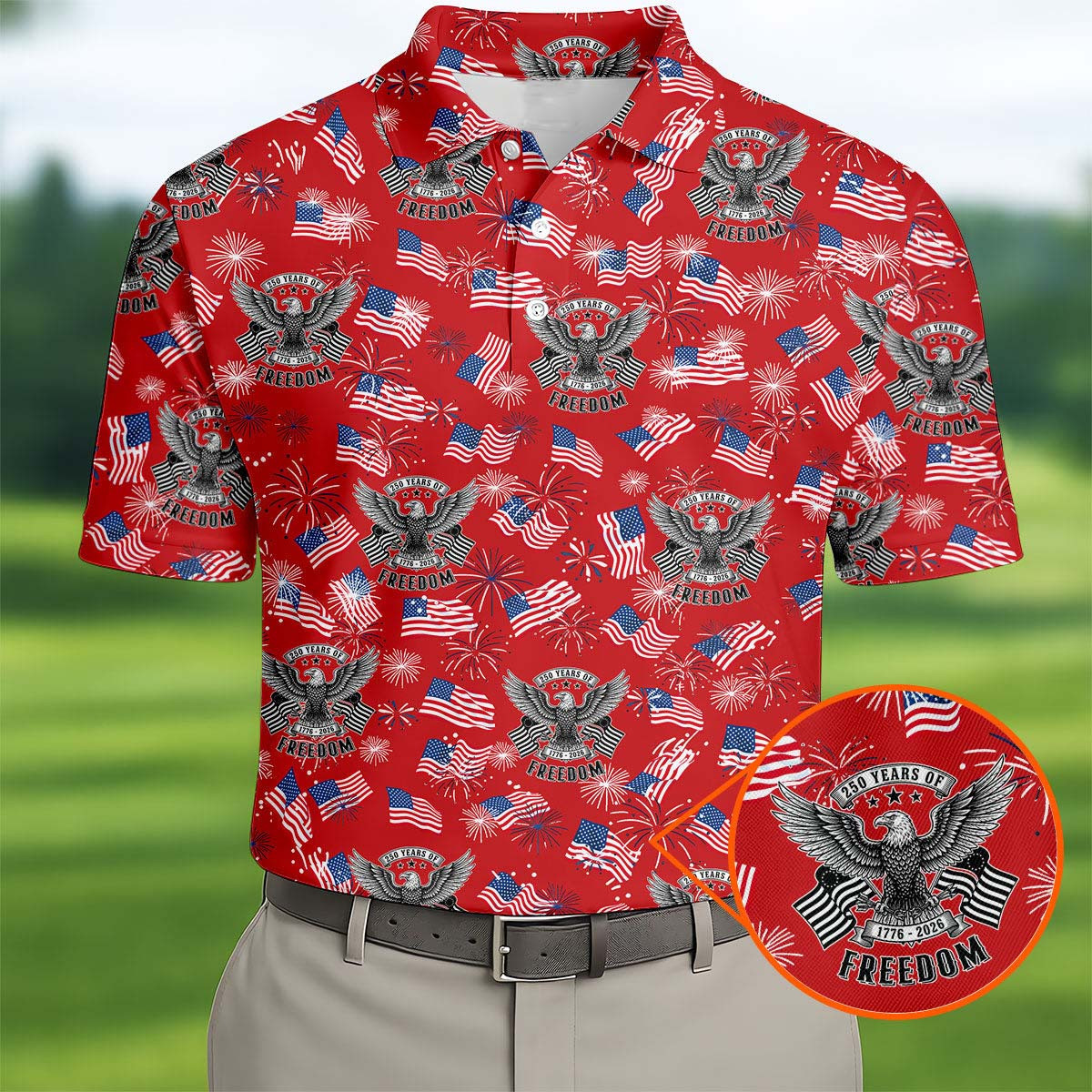 250 Years Of Freedom Golf Polo Shirt Patriotic Apparel Best Golf Gifts For Men