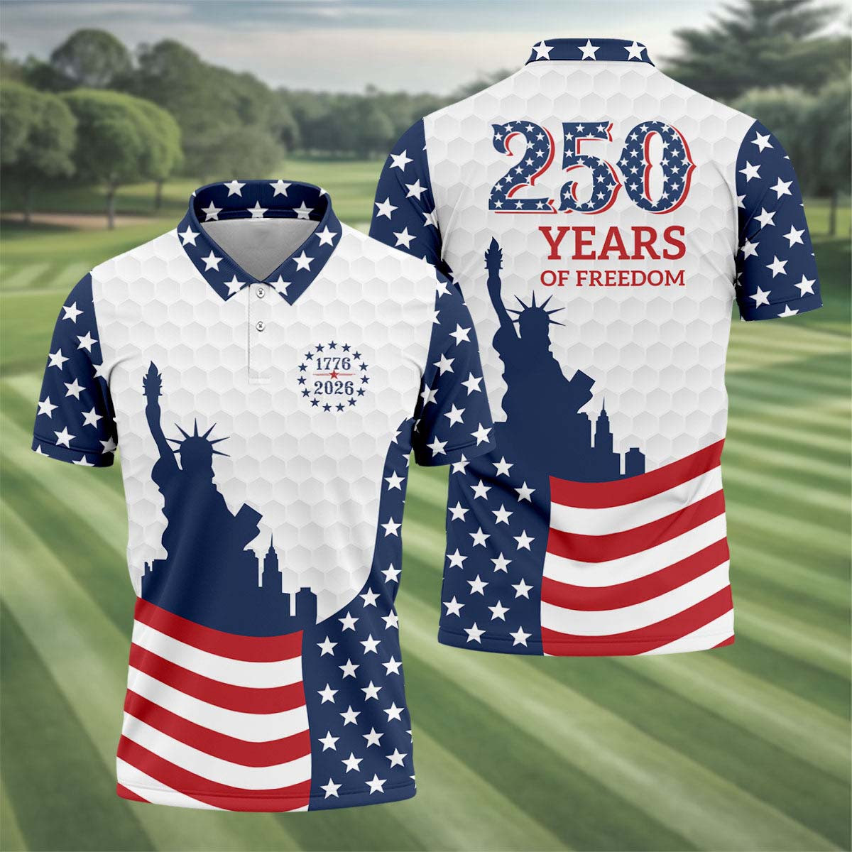 250 Years Of Freedom Golf Polo Shirt Patriotic Golf Shirt Golf Presents For Dad
