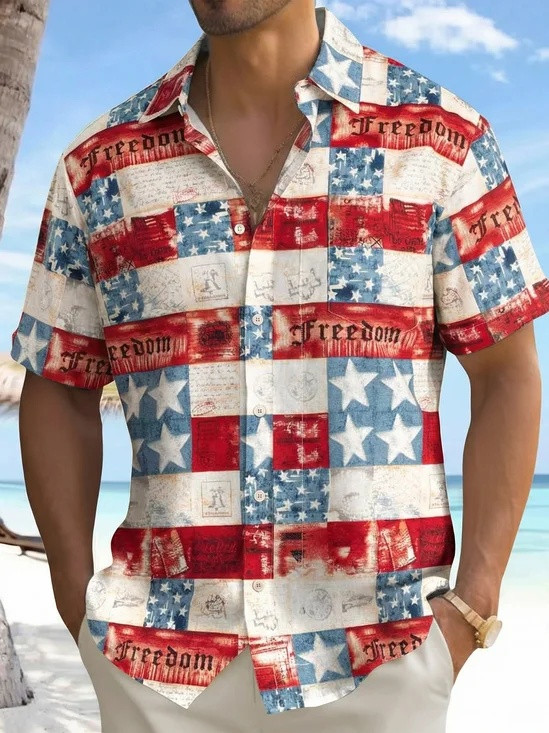 250 Years Of Freedom Hawaiian Button Shirt America's 250th Birthday Clothing Gift For Men