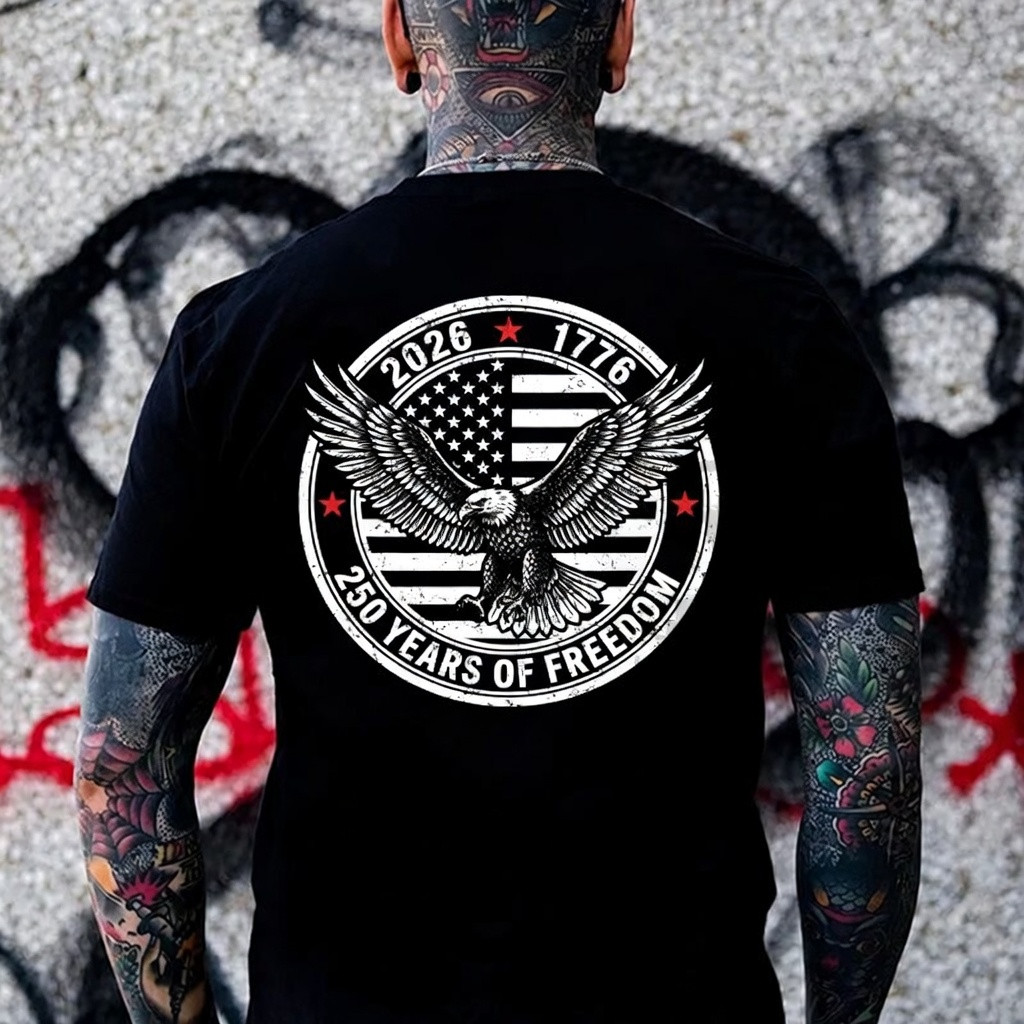 250 Years Of Freedom T-Shirt Independence Day 1776 2026 Clothing Gift For Men