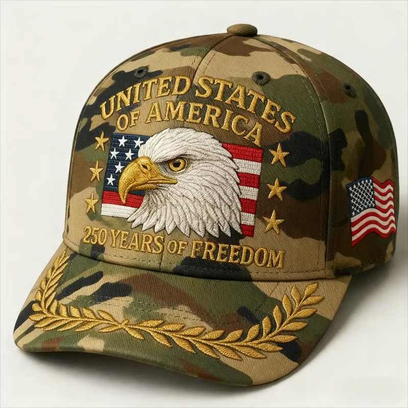 250 Years Of Freedom United States Of America Army Camo Baseball Hat Eagle Patriotic Gift For Dad