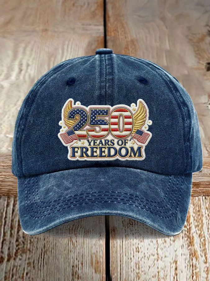 250 Years Of Freedom Vintage Washed Baseball Hat USA Patriotic Independence 1776 2026 Gift For Dad