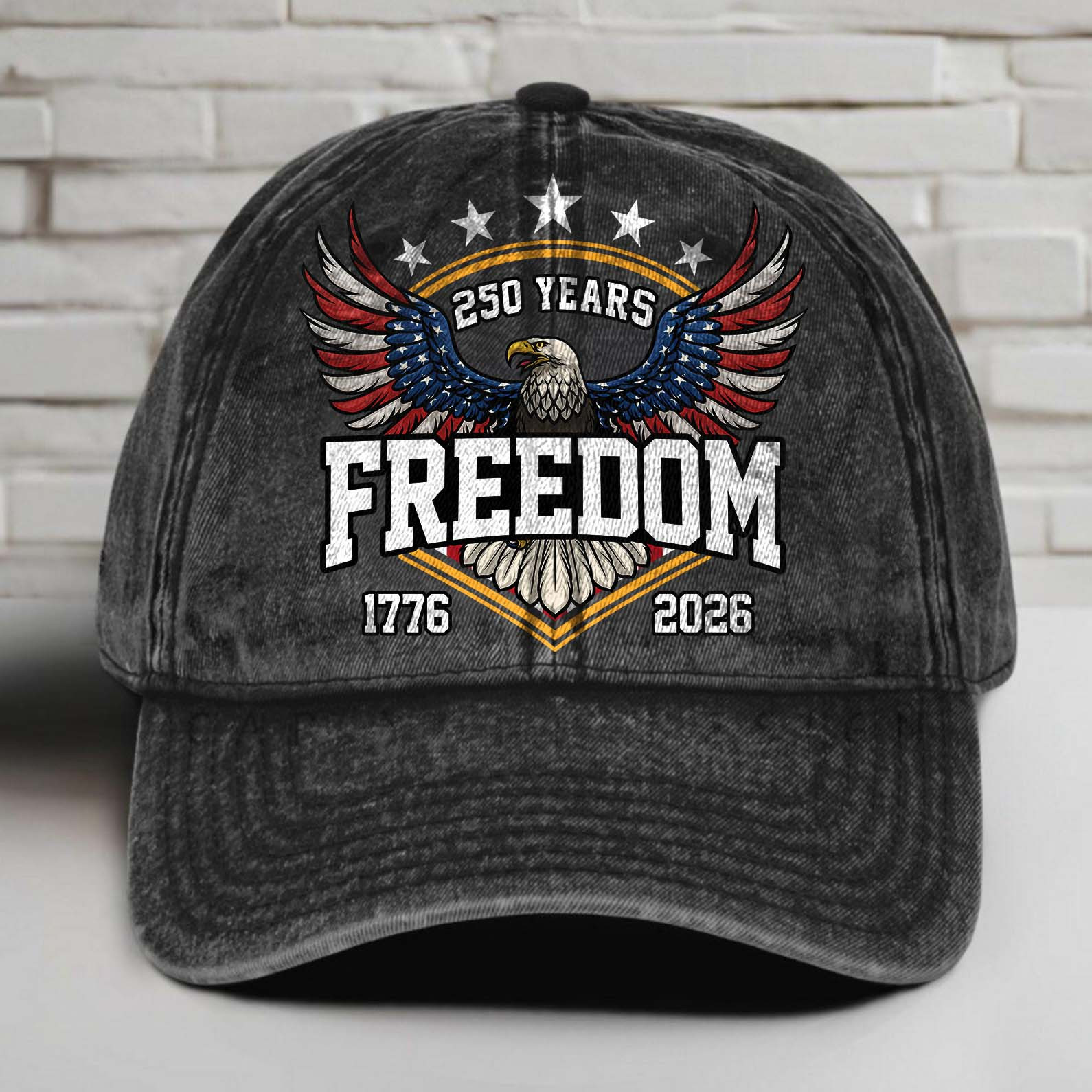 250 Years Of Freedom Vintage Washed Denim Baseball Cap Patriotic 17762026 Anniversary Hat