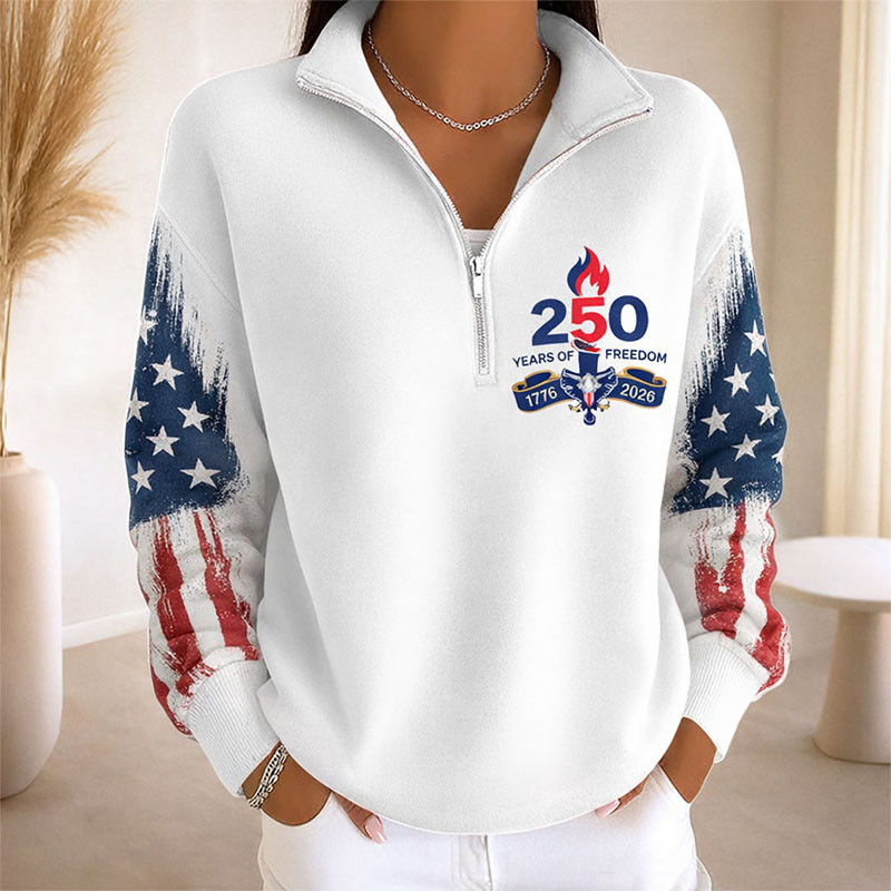 250 Years Of Freedom Zip Sweatshirt America's 250th Birthday Clothing Patriotic Gift
