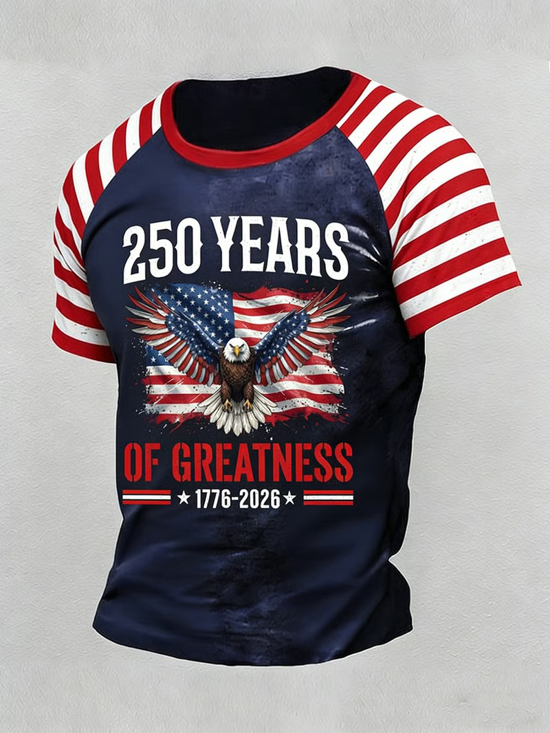 250 Years Of Greatness USA Eagle T-Shirt 1776 2026 American Flag Tee Patriotic Gift