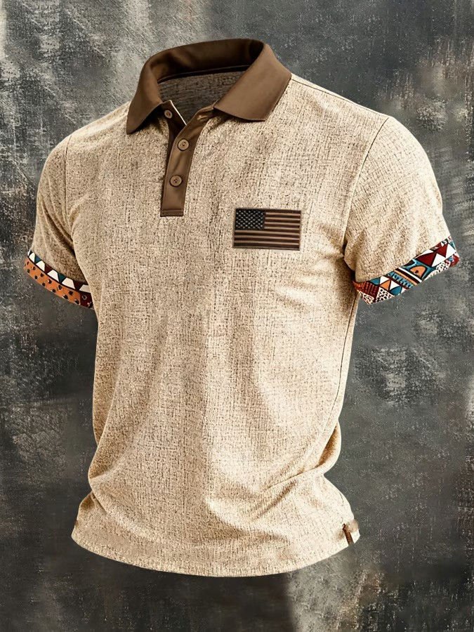 250 Years Of Independence American Patriotic Aztec Trim Polo Shirt Fan Gear Best Gift For Family