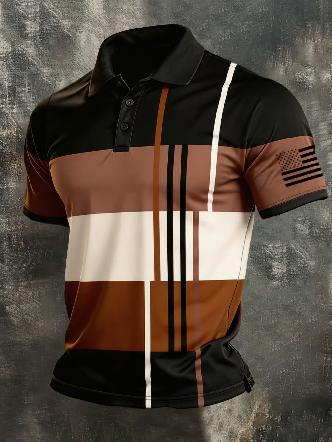 250 Years Of Independence American Patriotic Colorblock Stripe Polo Shirt Fan Gear Gift For Family