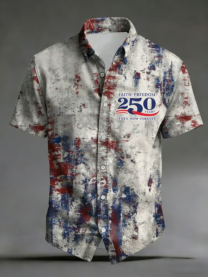 250 Years Of Independence Faith Freedom Button Shirt Patriotic USA American Gift For Family Fan