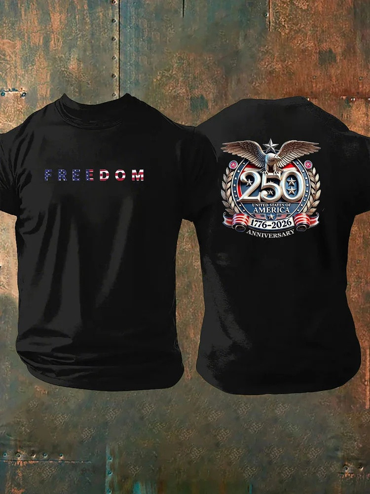 250 Years Of Independence Freedom T Shirt Eagle USA 1776 2026 Anniversary Tees Men Gift
