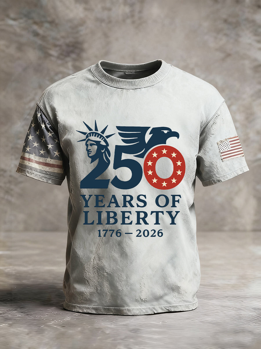 250 Years Of Liberty T-Shirt 1776 2026 Freedom Day Graphic Tee For Independence Day Gifts