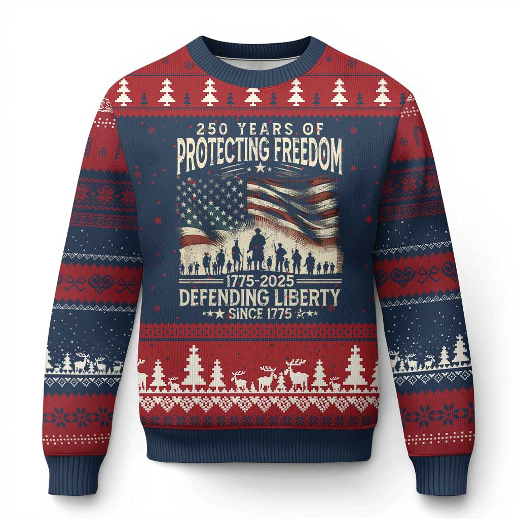 250 Years Of Protecting Freedom Ugly Christmas Sweater US Army Birthday Jumper Gifts