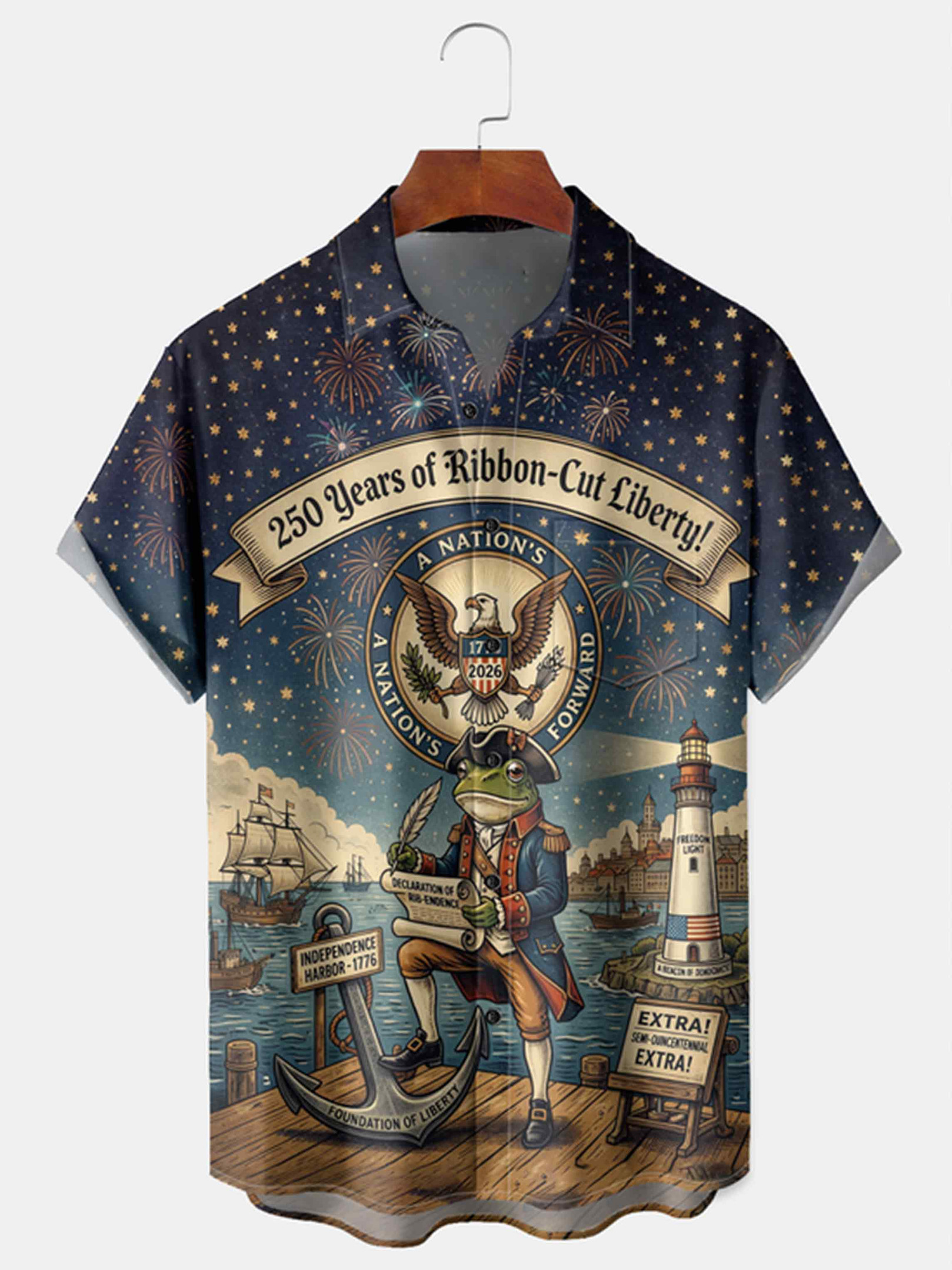 250 Years Of Ribbon Cut Liberty Button Shirt A Nation's Forward Merch Gift For Him