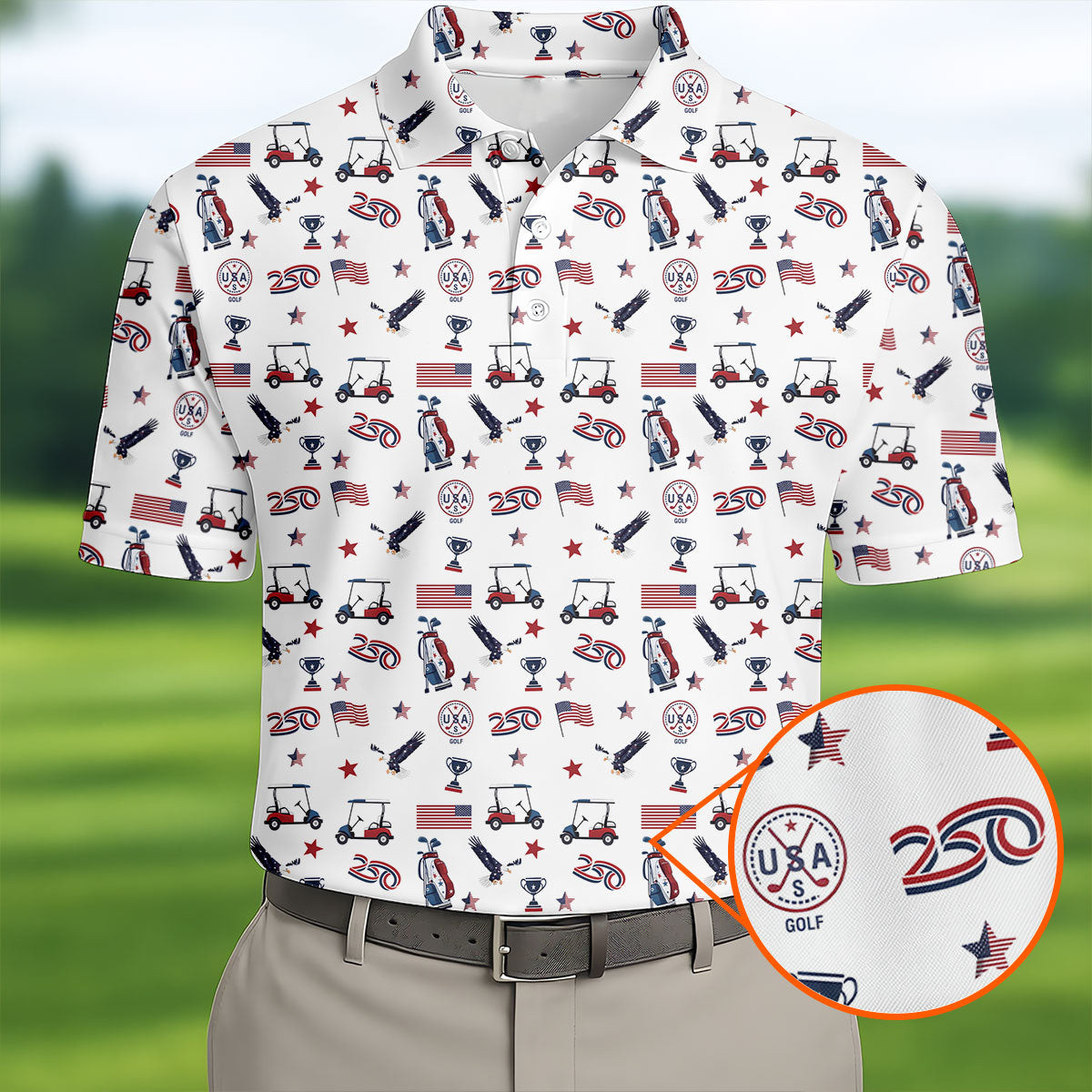 250 Years Patriotic Golf Polo Shirt 4Th Of July Apparel Golf Gifts For Men