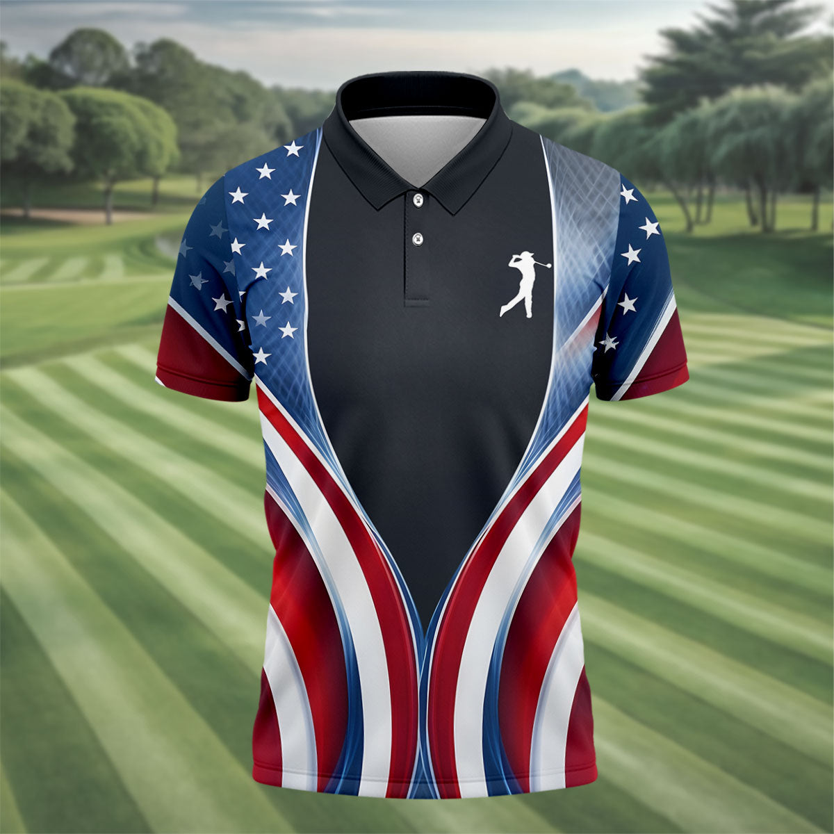 250 Years Polo Shirt Red White Blue Wavy Stripes Patriotic Apparel Best Gift Ideas