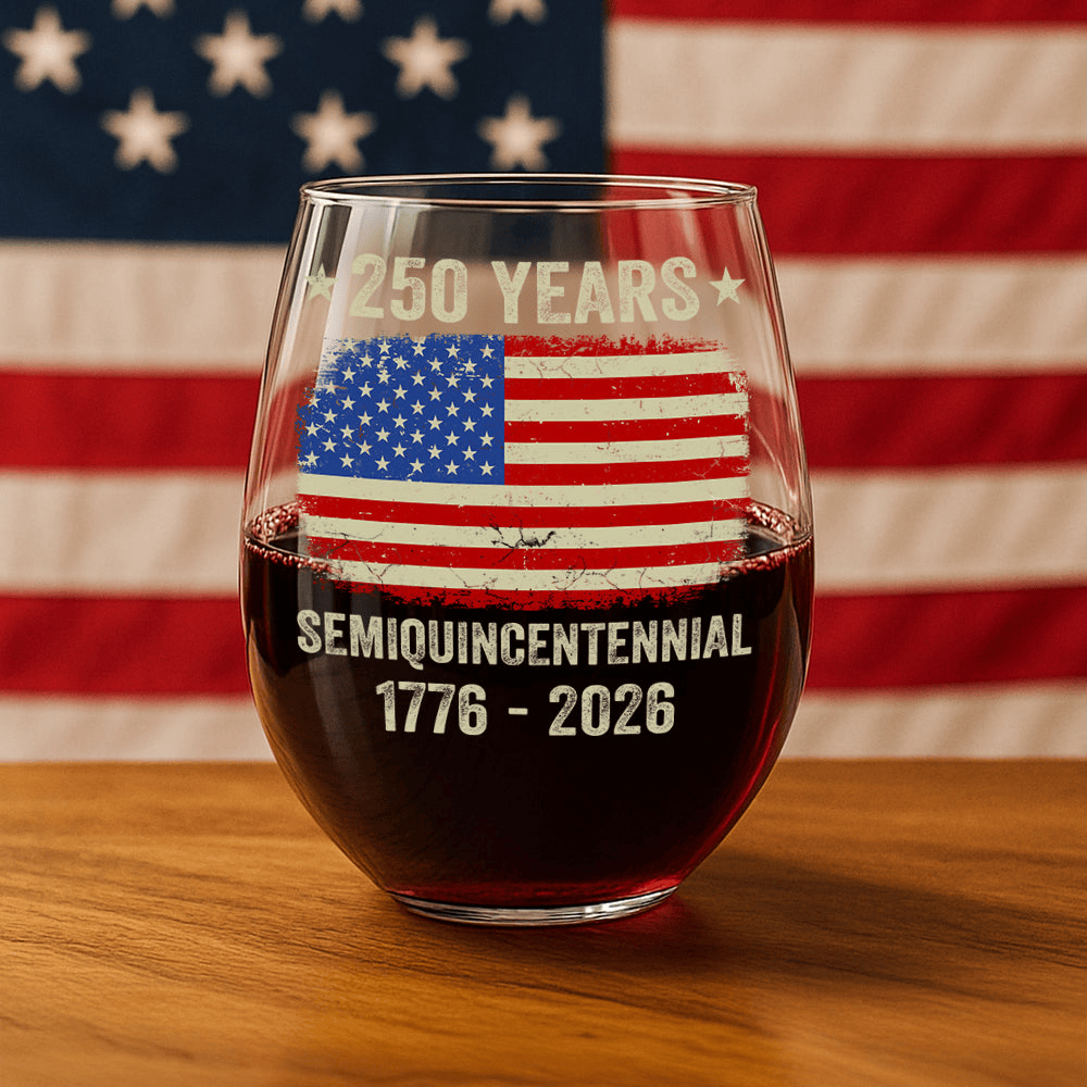 250 Years Semiquincentennial 1776 2026 Wine Glass July 4Th Whiskey Glass Cool Gift For Husband