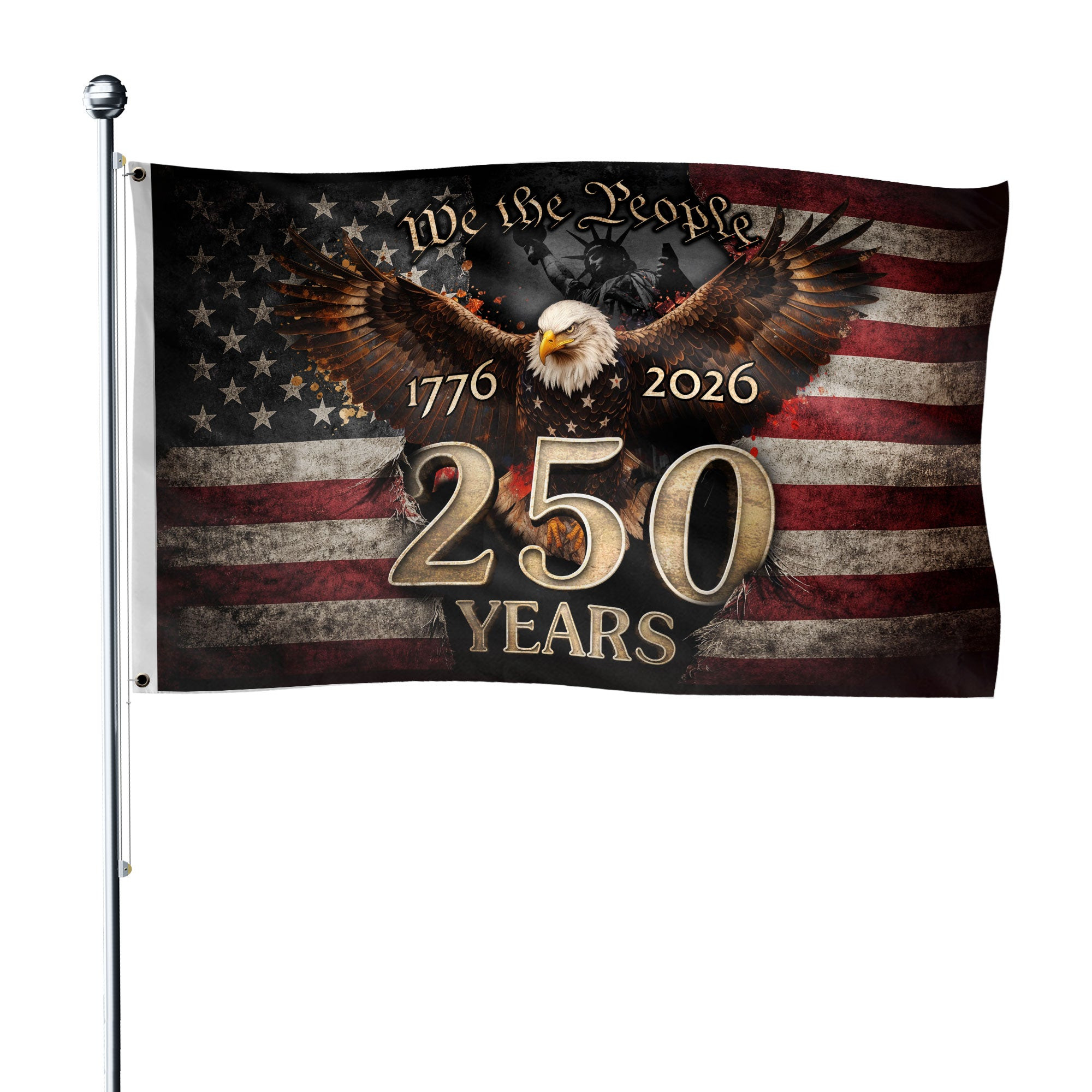 250 Years Semiquincentennial Flag 1776 2026 We The People Eagle Patriotic Decor