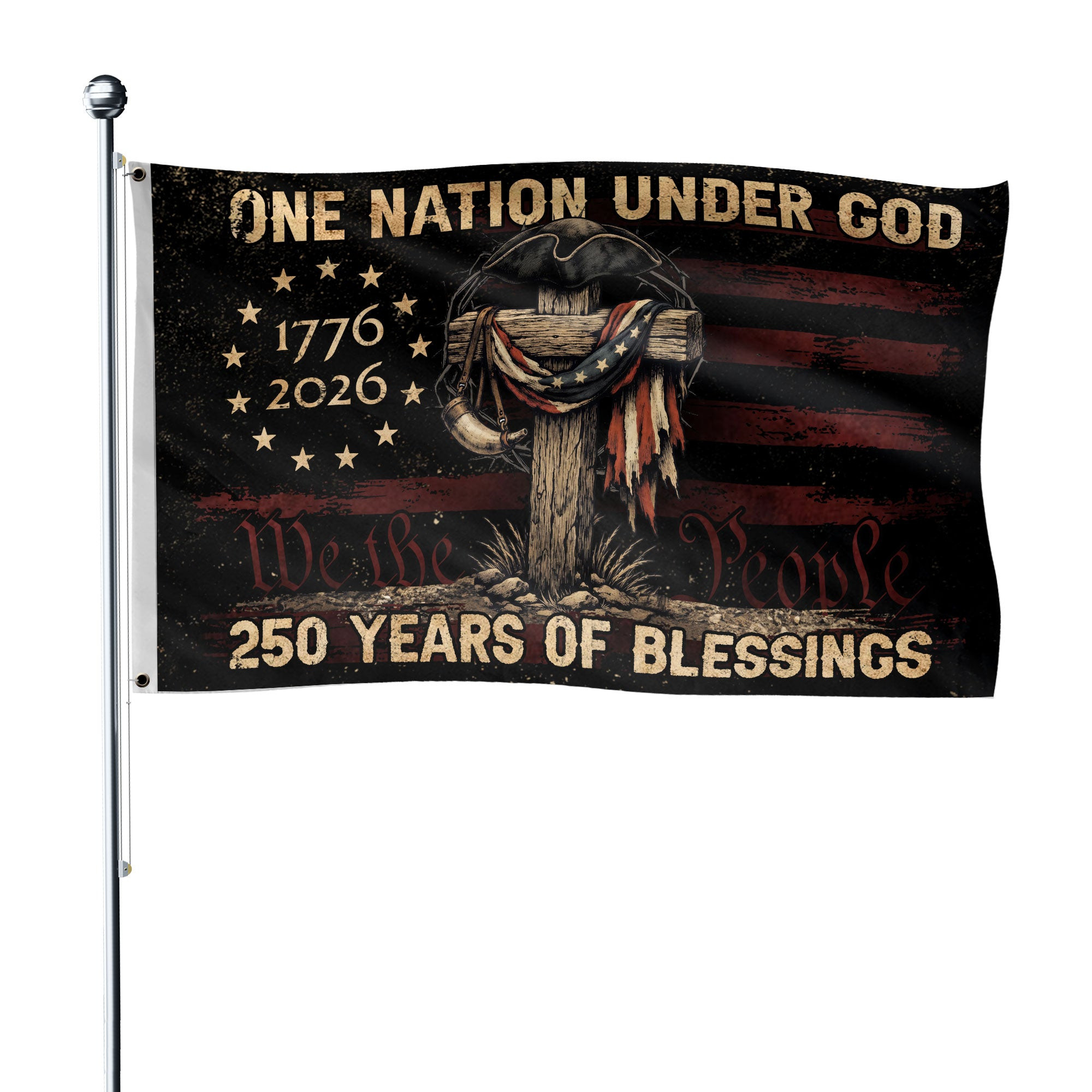 250 Years Semiquincentennial Garden Flag 1776 2026 Christian USA Patriotic Celebration