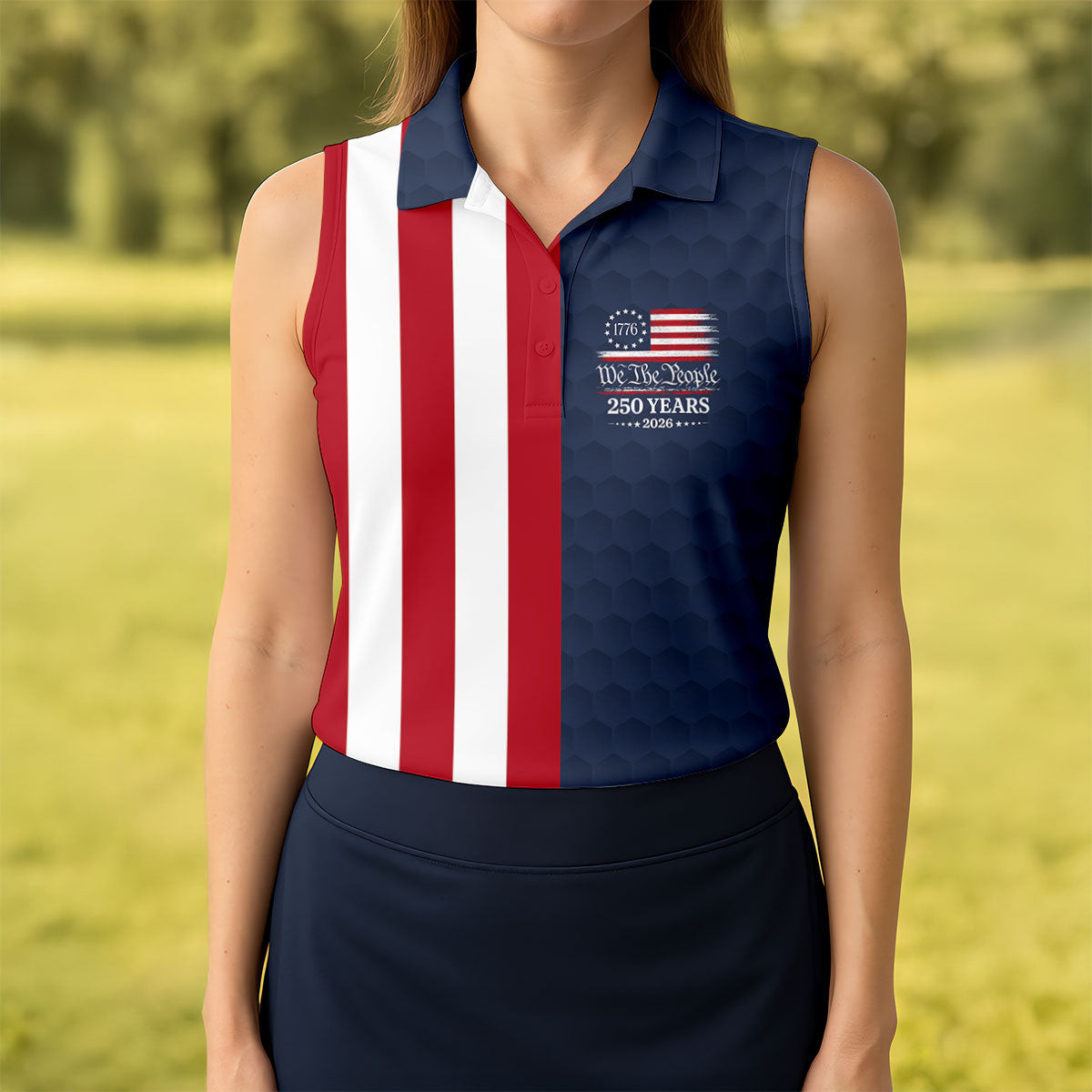 250 Years Sleeveless Polo Shirt Patriotic 4th Of July Flag Clothing Gifts For Girlfriend