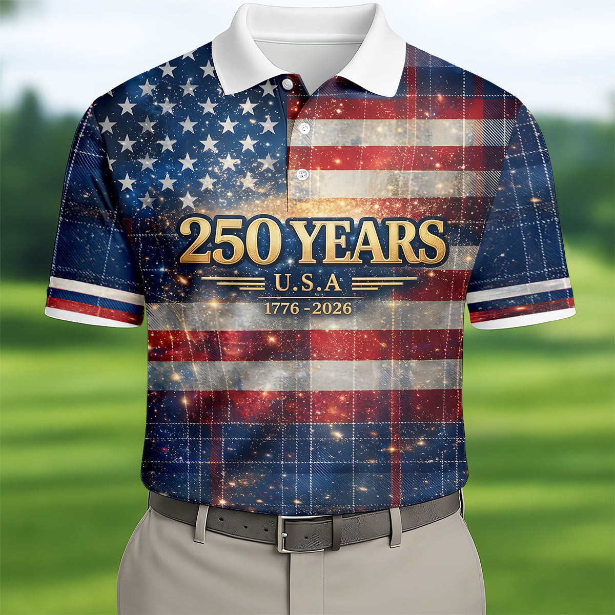 250 Years USA 1776 2026 Golf Polo Shirt 4Th Of July Apparel Fathers Day Presents Golf