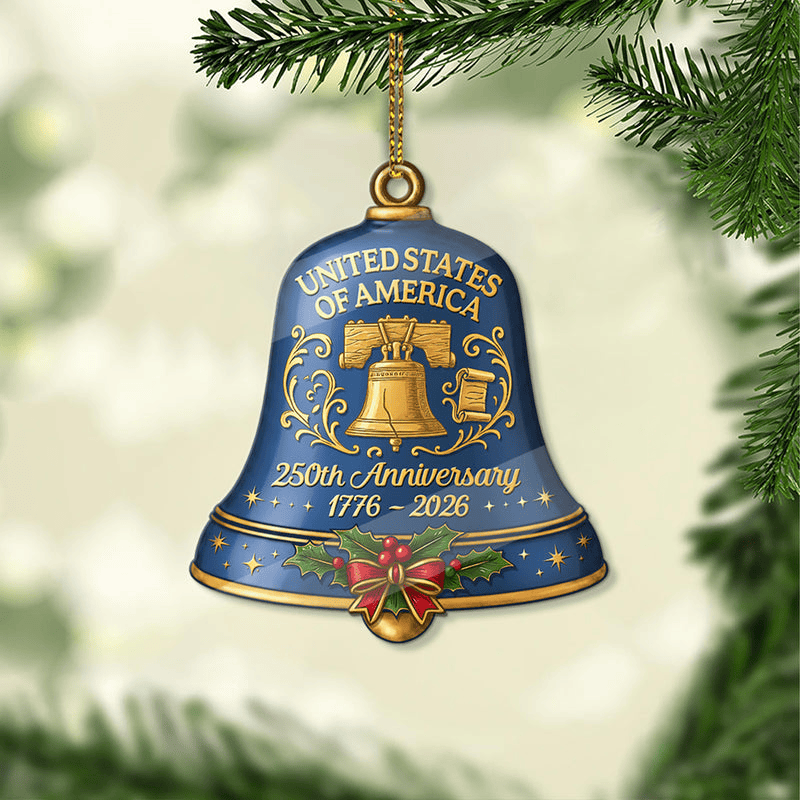250 Years USA Acrylic Ornament United States 1776“2026 Bell Ornament Patriotic Gift