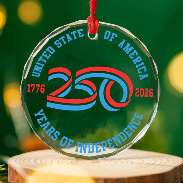 250 Years USA Anniversary Glass Ornament Independence 1776 2026 Patriotic Xmas Decorations