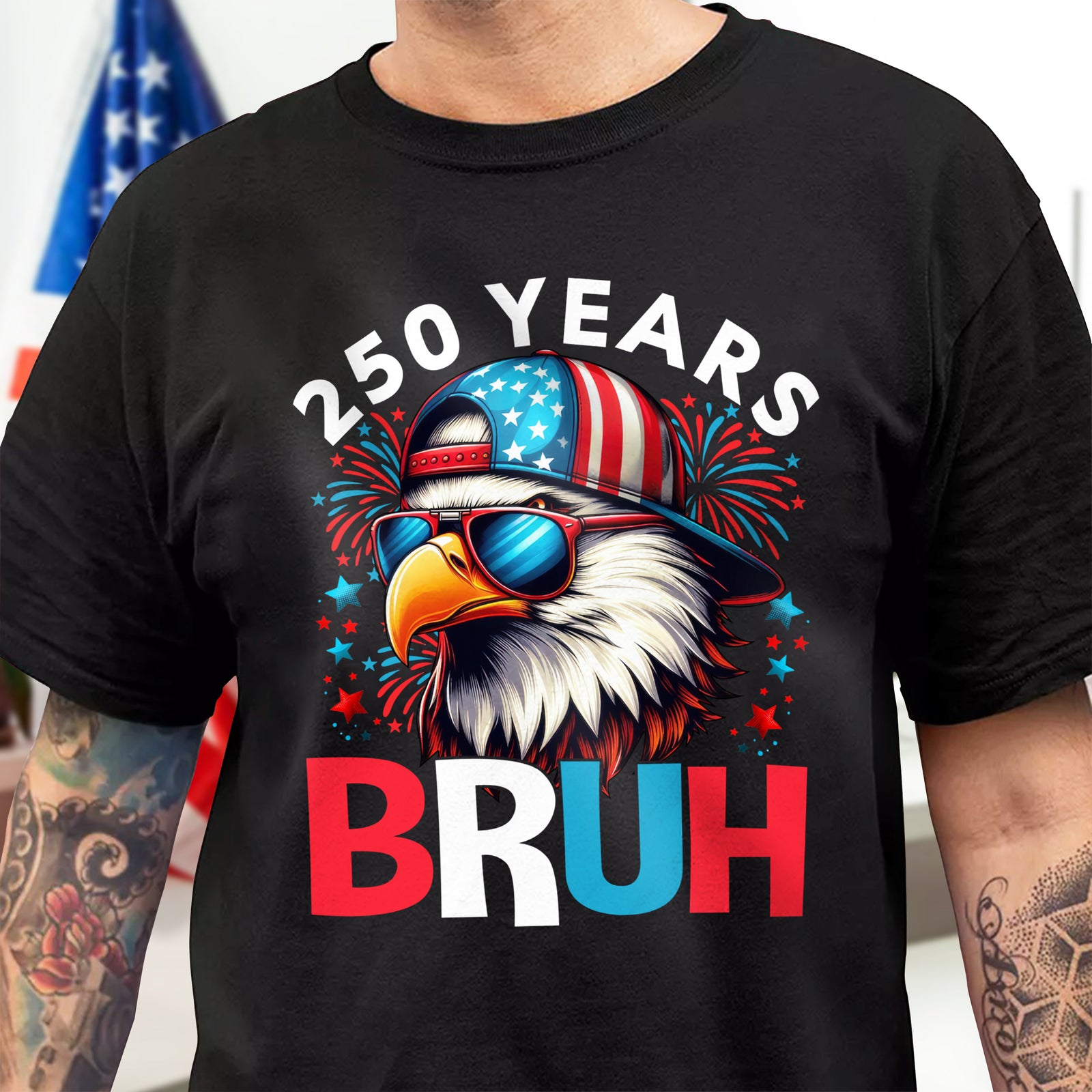 250 Years Usa Bruh 250th Birthday 1776-2026 Eagle Flag Dark Shirt America 250 Merchandise Patriotic Mothers Day Gifts