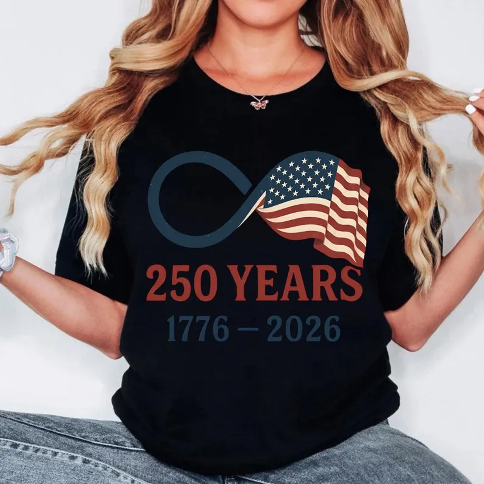 250 Years Usa Flag Dark Shirt, Patriotic Infinity 4th Of July 1776-2026 Tee, Independence Day T-shirt 684212