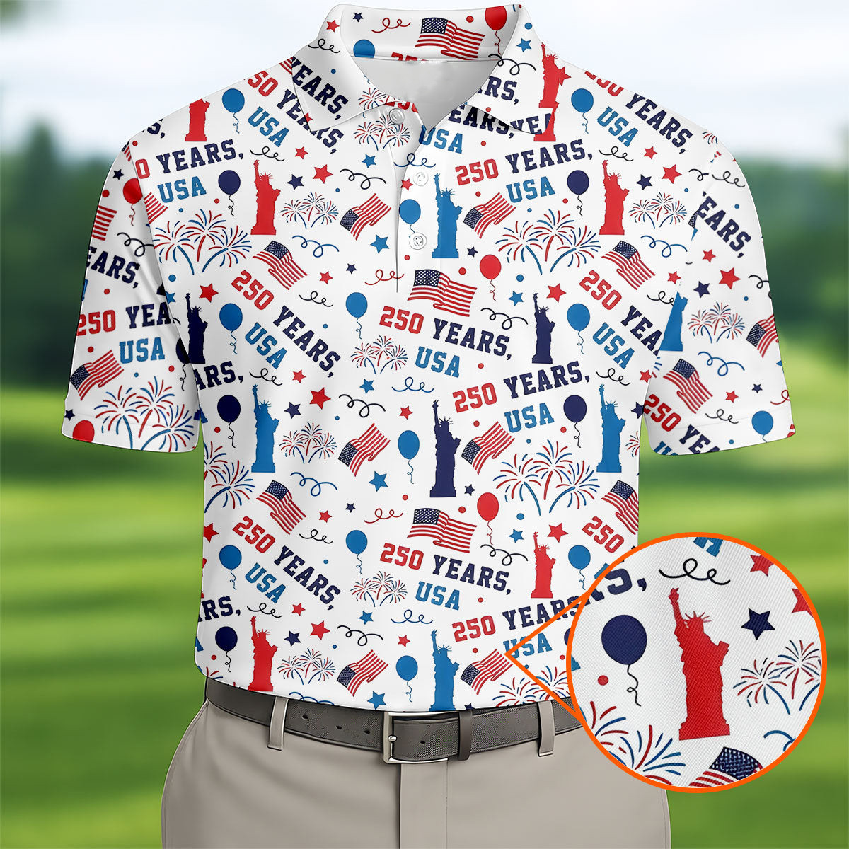 250 Years USA Golf Polo Shirt American Patriot Clothing Gift For Golfer Boyfriend
