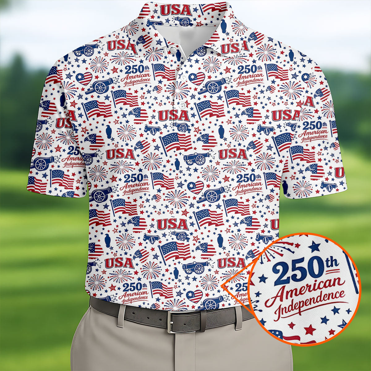 250Th American Independence Golf Polo Shirt Golfers Apparel Best Golf Presents