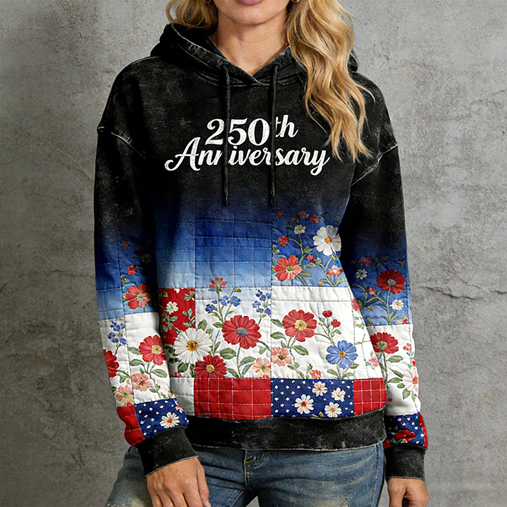 250th Anniversary 1776 2026 Floral Hoodie America's 250th Birthday Clothing Patriotic Present