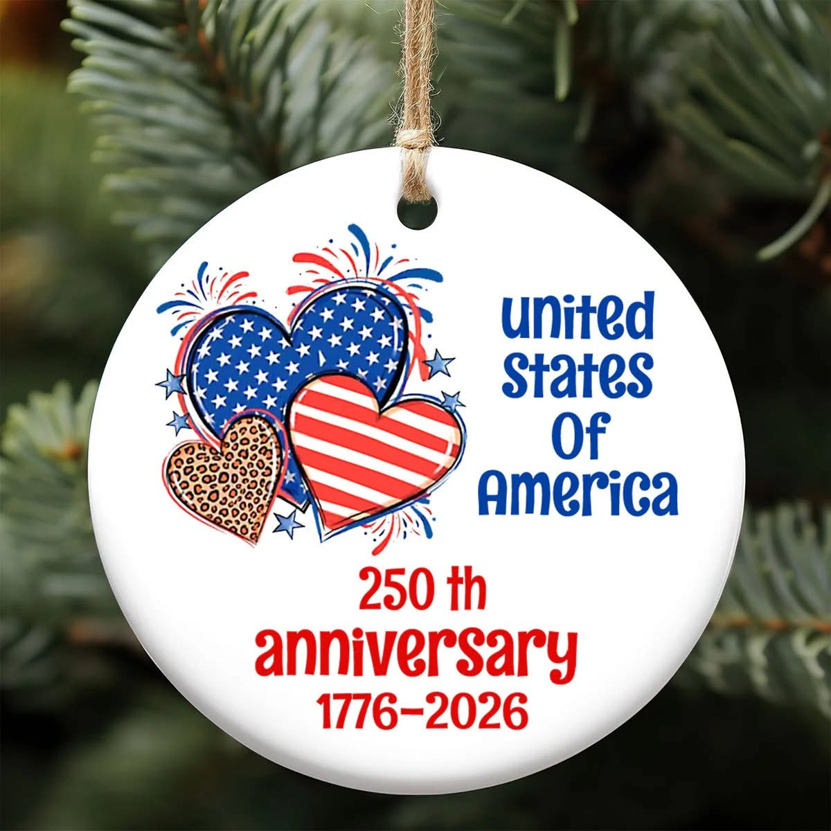 250th Anniversary 1776 2026 United States Of America Ornament Patriotic Christmas Ornament Decor 250th Anniversary 1776 2026 United States Of America Ornament Patriotic Christmas Ornament Decor