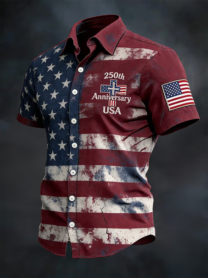 250th Anniversary 1776 2026 USA Faith And Freedom Button Shirt Patriotic Gift For Believers
