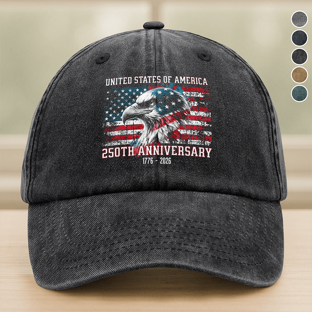 250th Anniversary 17762026 Patriotic Eagle American Independence Washed Denim Baseball Cap America 250 Merchandise Patriotic Gifts For Him