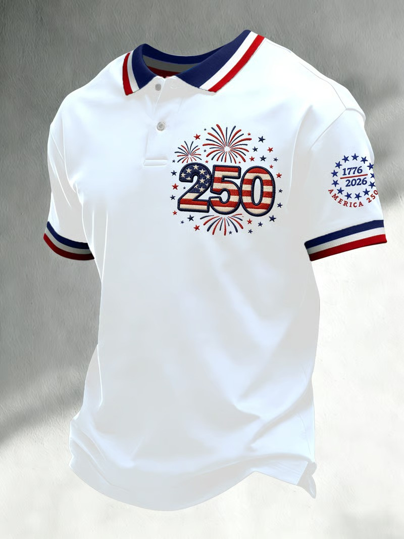 250th Anniversary America Polo Shirt 1776 2026 Fireworks Patriotic Gift For USA Independence