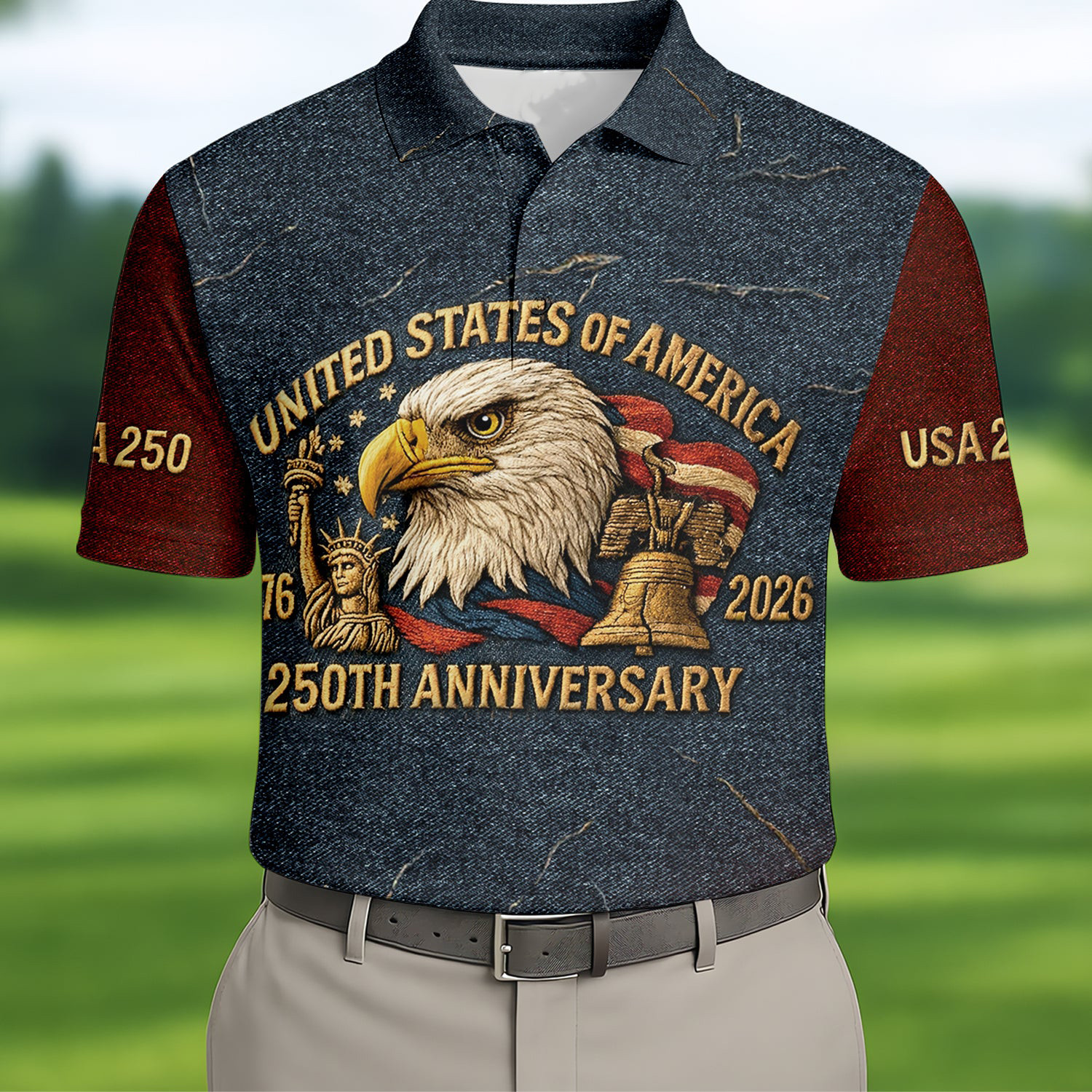 250Th Anniversary American 1776 2026 Golf Polo Shirt Golf Outfit Men Good Golf Gifts