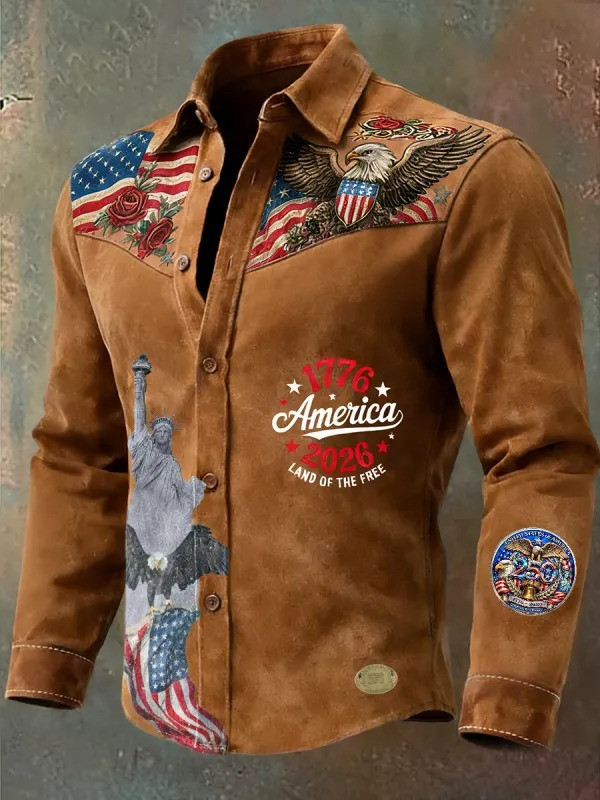250th Anniversary Button Long Sleeve Shirt America Eagle Flag Clothes Patriotic Gift