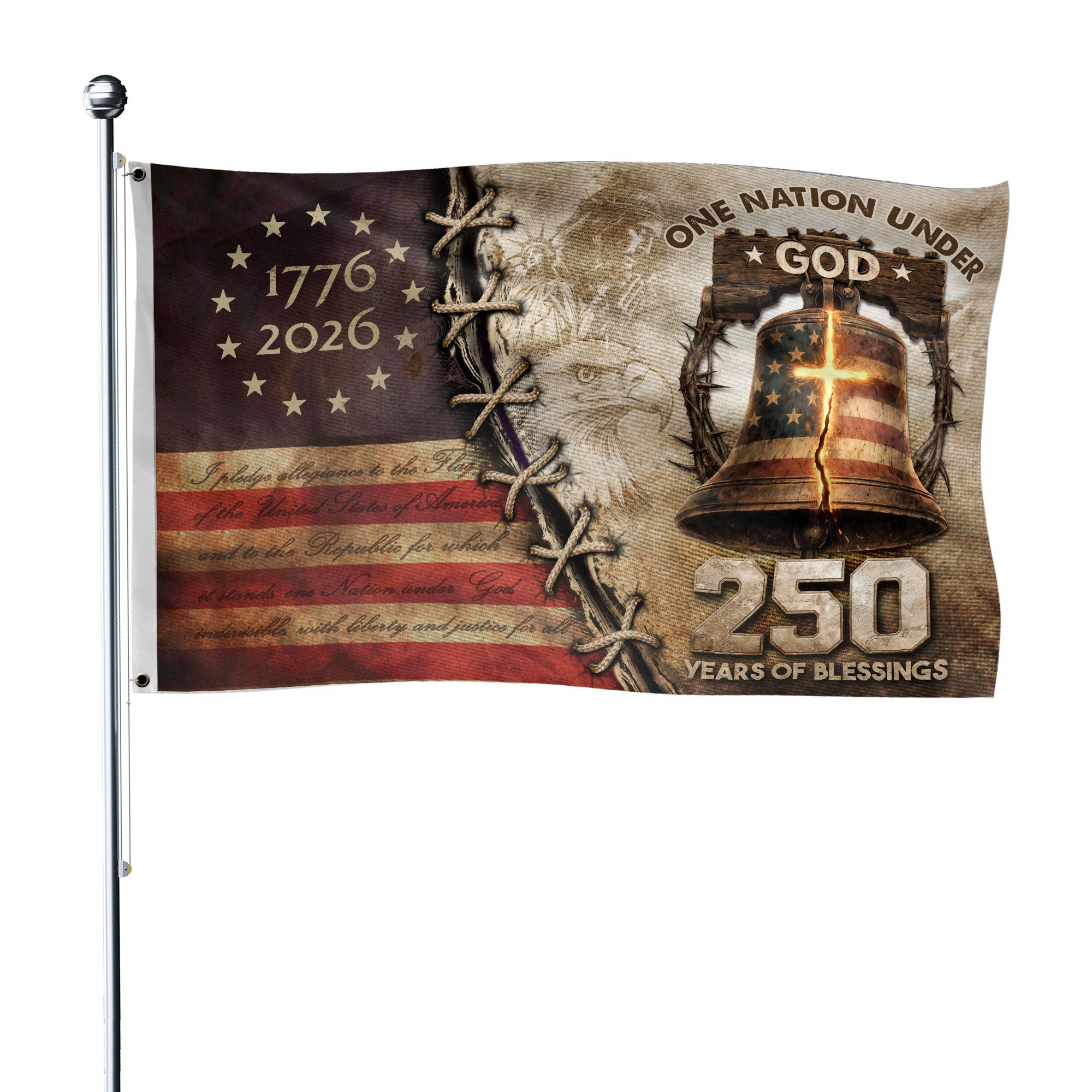 250th Anniversary Christian Garden Flag 1776 2026 USA Patriotic Faith Outdoor Decor