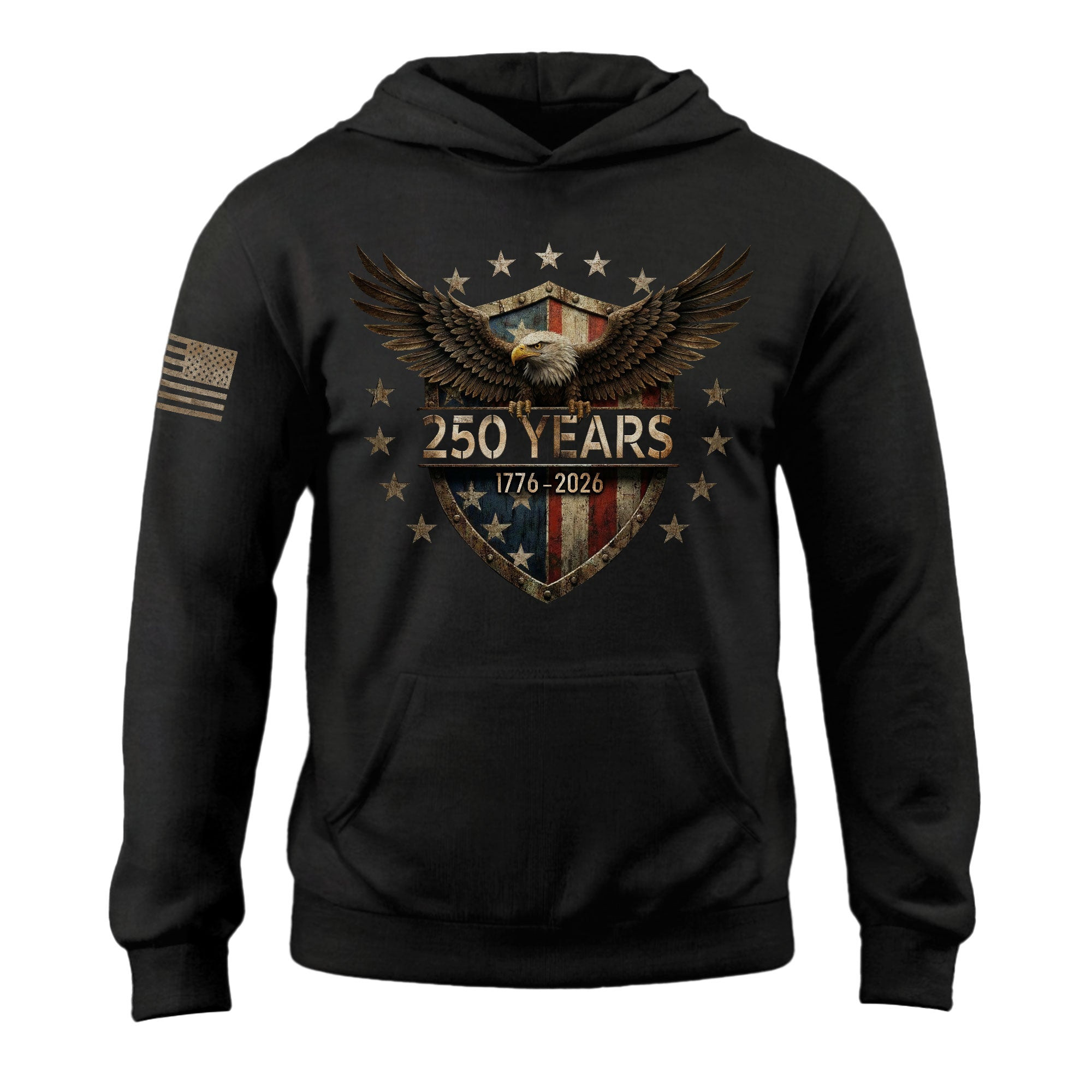 250th Anniversary Eagle Flag Hoodie 1776 2026 American Patriotic Men Best Gift