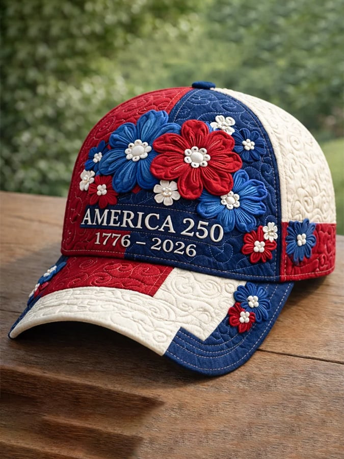 250th Anniversary Floral Flag Baseball Cap Independence Day Hat Gift For Dad