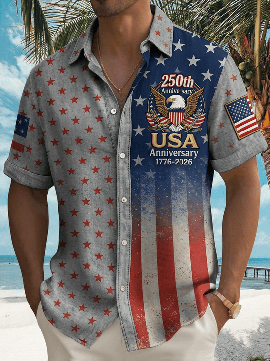 250th Anniversary Hawaiian Button Shirt USA Anniversary 1776 2026 Clothing Gift For Him