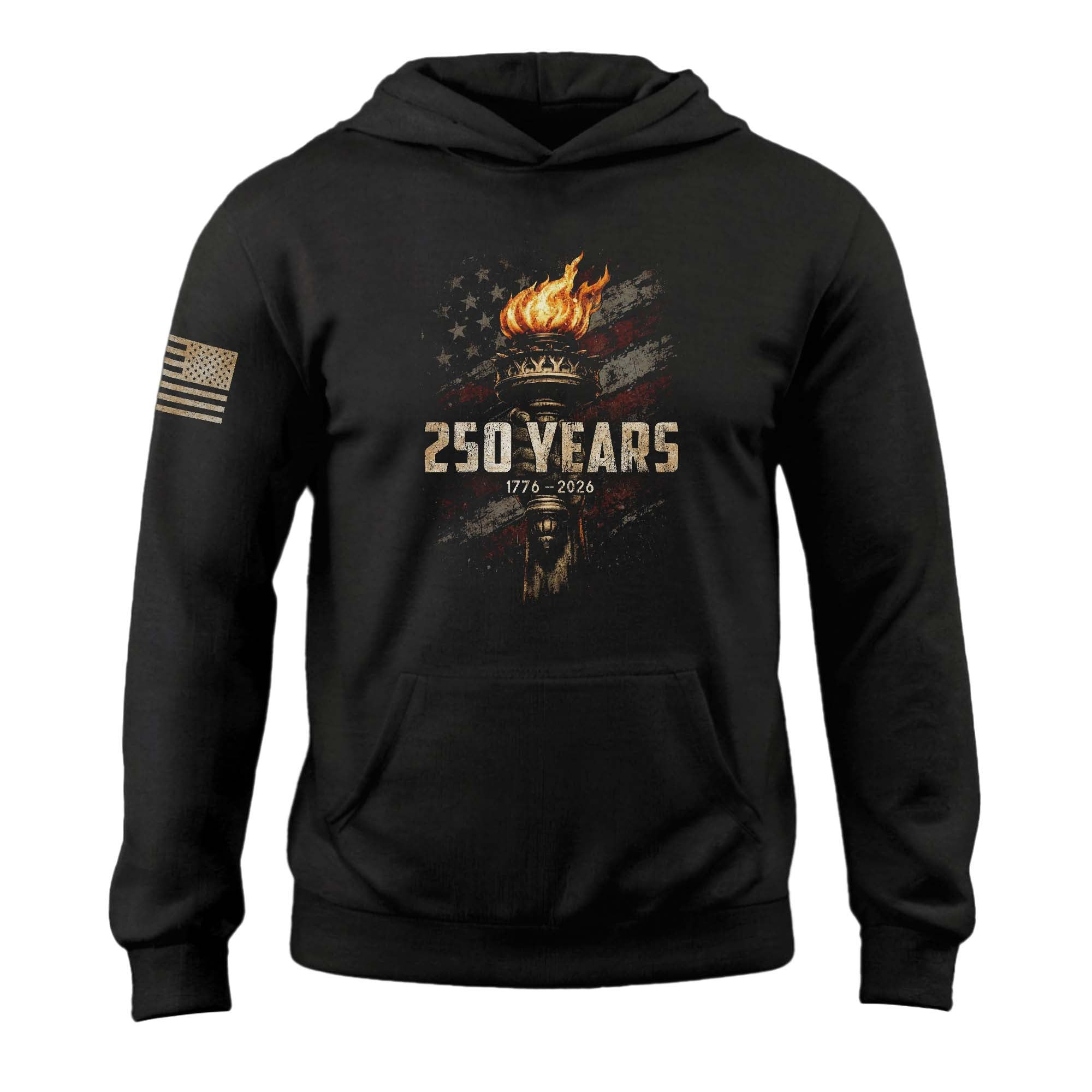 250th Anniversary Liberty Torch Hoodie 1776 2026 USA Patriotic Men Best Gift