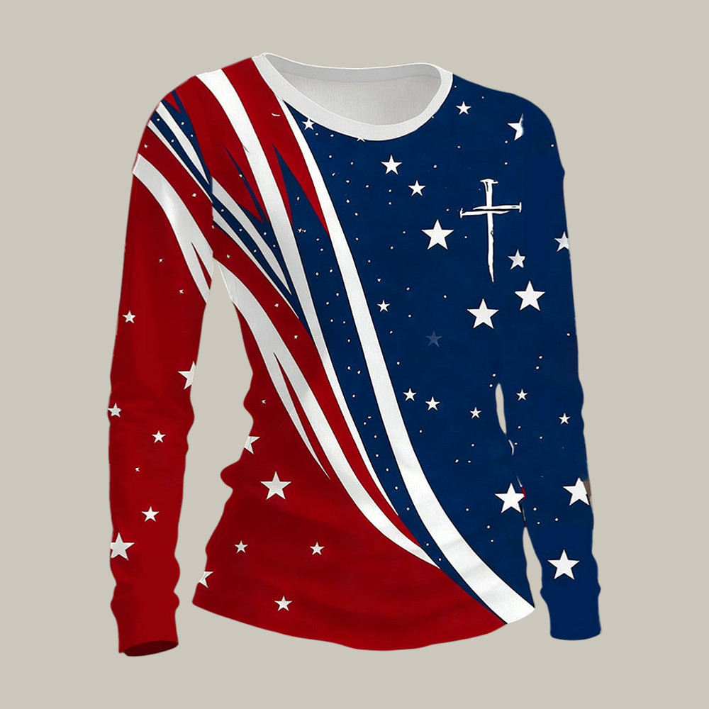 250th Anniversary National Flag Faith Long Sleeve Shirt 4th Of July Outfit Ideas Patriotic Present