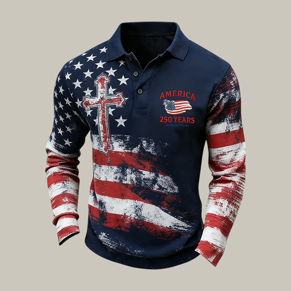 250th Anniversary Of America Polo Long Sleeve Shirt America's Birthday Apparel
